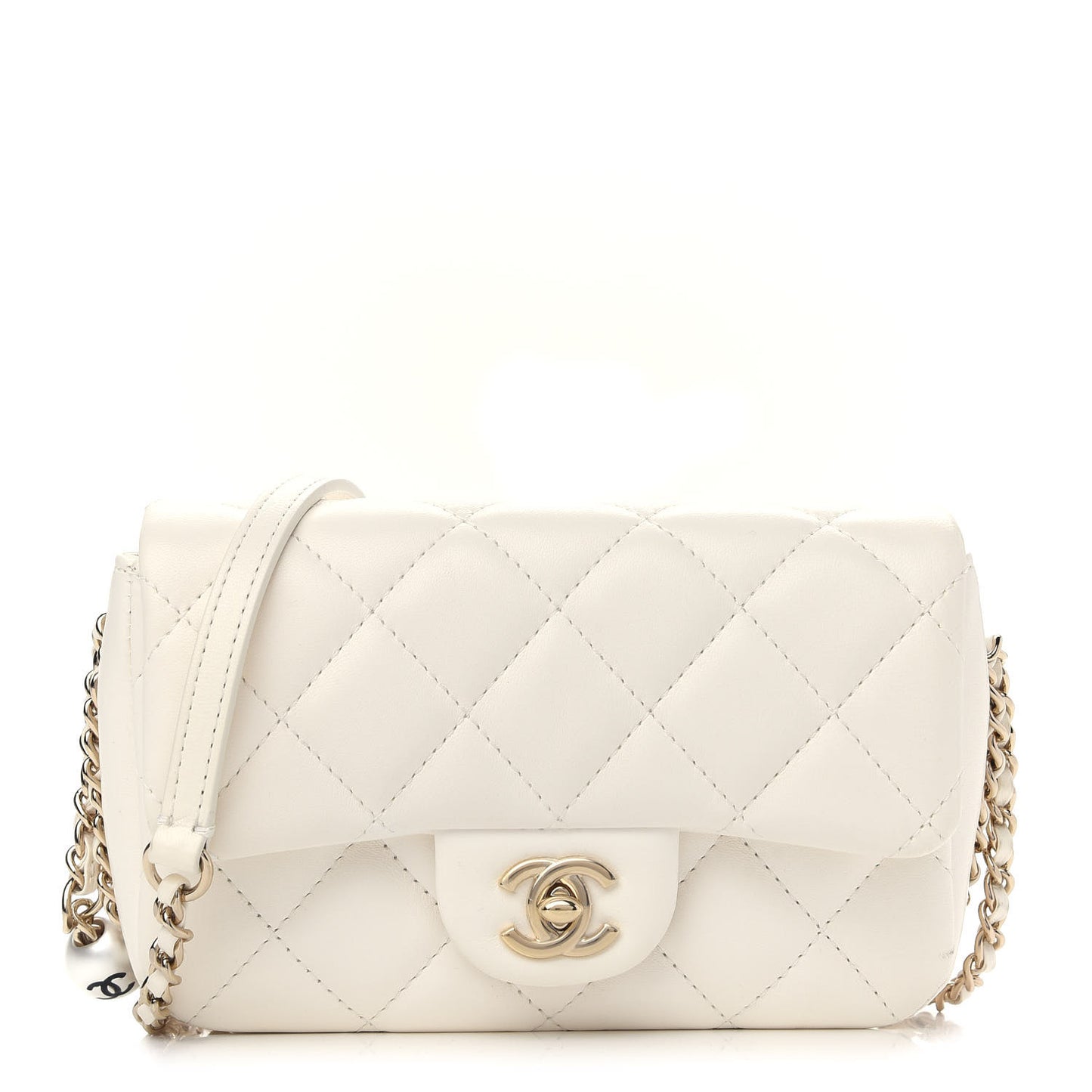 Lambskin Quilted Mini My Precious Flap White