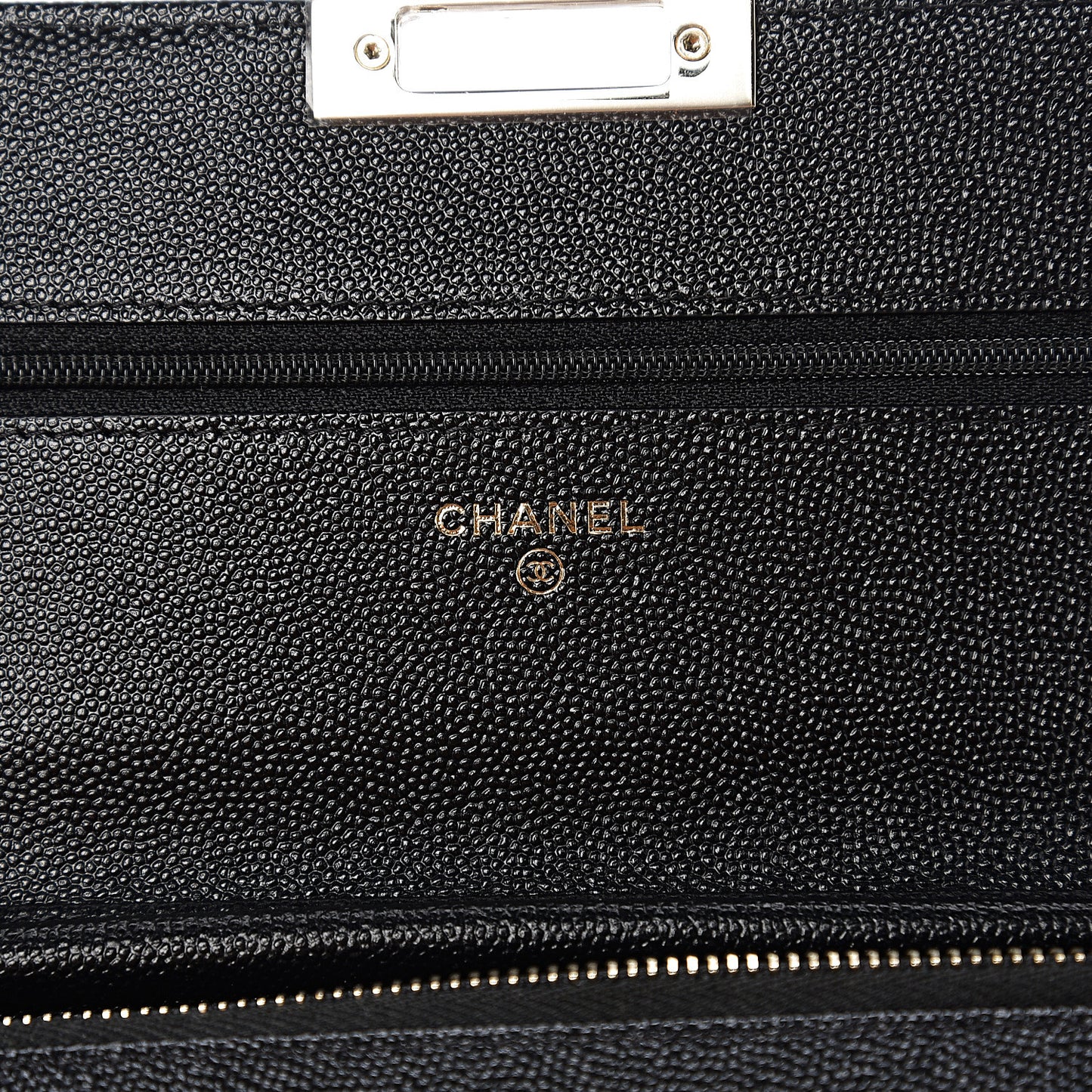 Caviar Quilted Golden Class Wallet On Chain WOC Black