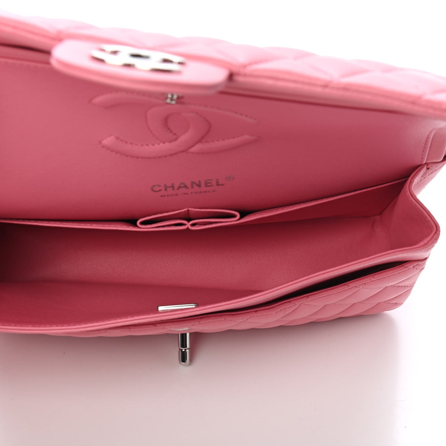 Lambskin Quilted Medium Double Flap Pink