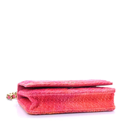 Chanel Wool Tweed Lambskin Quilted Chanel 19 Wallet On Chain WOC Coral Pink 4 of 9