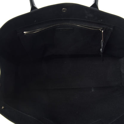 Saint Laurent Linen Calfskin Rive Gauche Tote Black 5 of 10