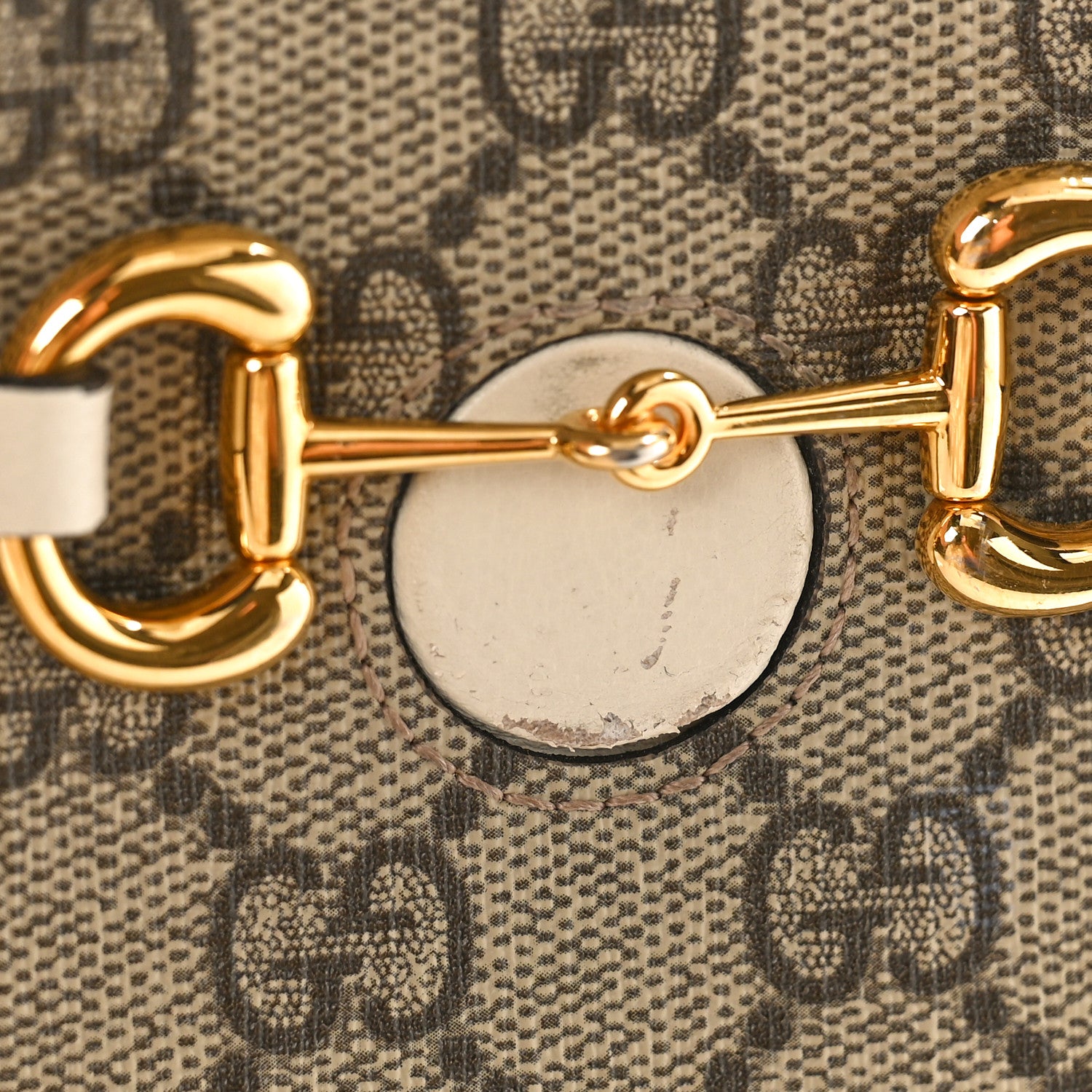 Gucci GG Supreme Monogram Azalea Calfskin Mini Horsebit 1955 Crossbody Bag Beige Ebony Mystic White 10 of 13