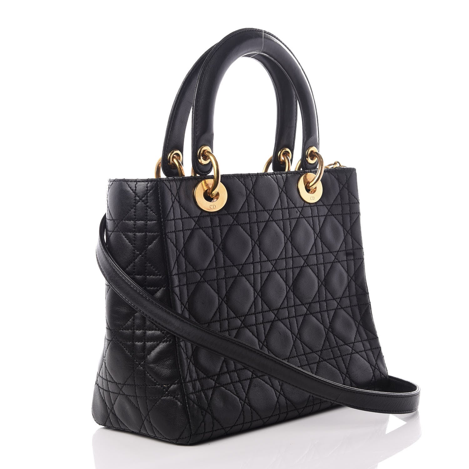 Christian Dior Lambskin Cannage Medium Lady Dior Black 2 of 8
