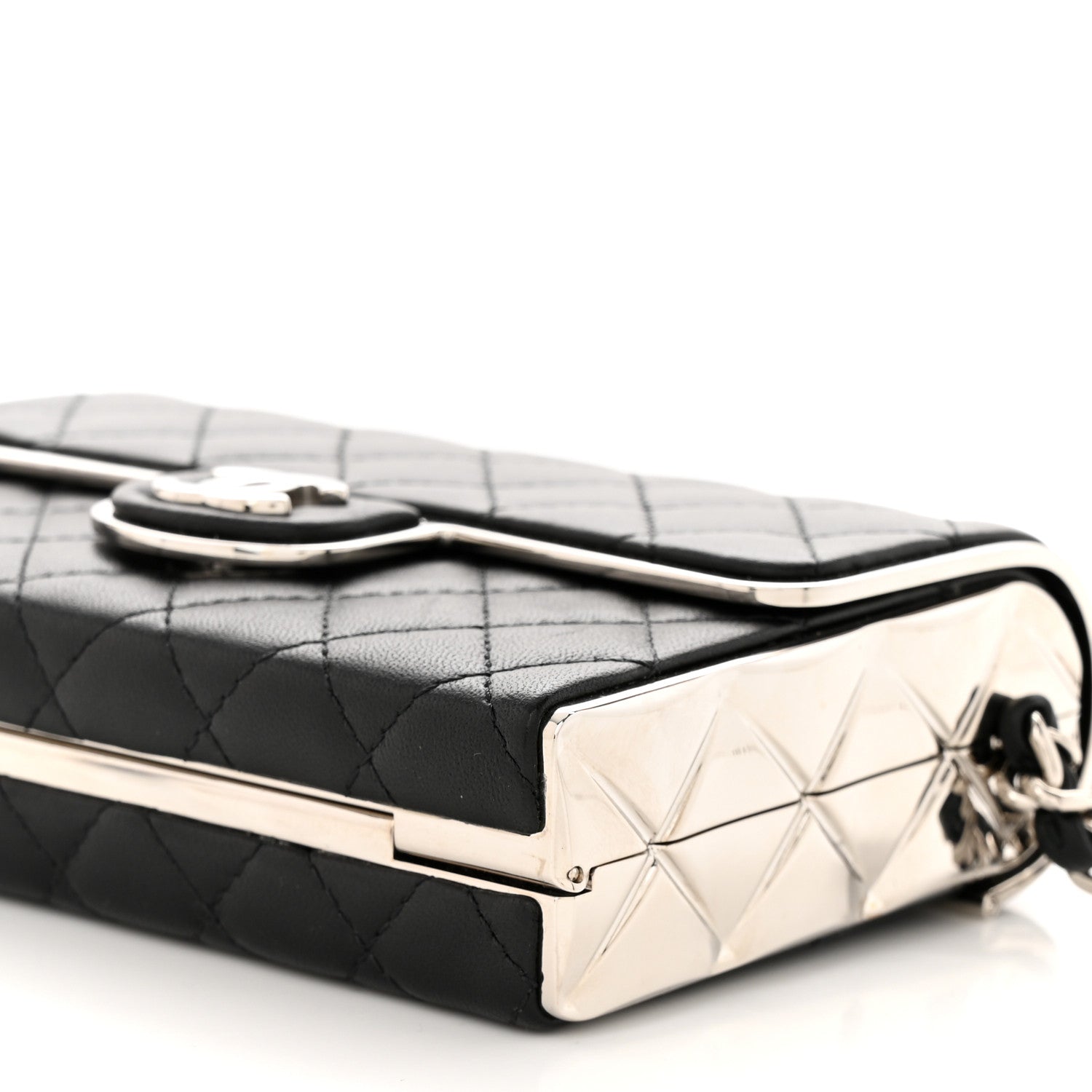 Chanel Lambskin Metal Quilted Small Evening Bag With Chain Black 10 of 11