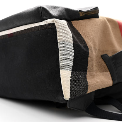 Burberry Mega Check Calfskin Abbeydale Simple Backpack Black Camel 11 of 11