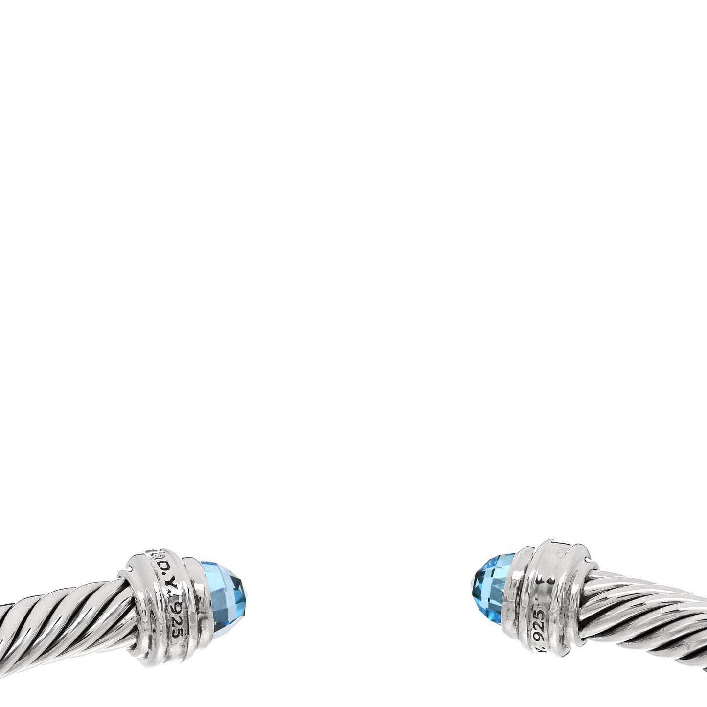 Sterling Silver Diamond Blue Topaz 5mm Cable Classics Bracelet