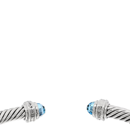 David Yurman Sterling Silver Diamond Blue Topaz 5mm Cable Classics Bracelet 3 of 3