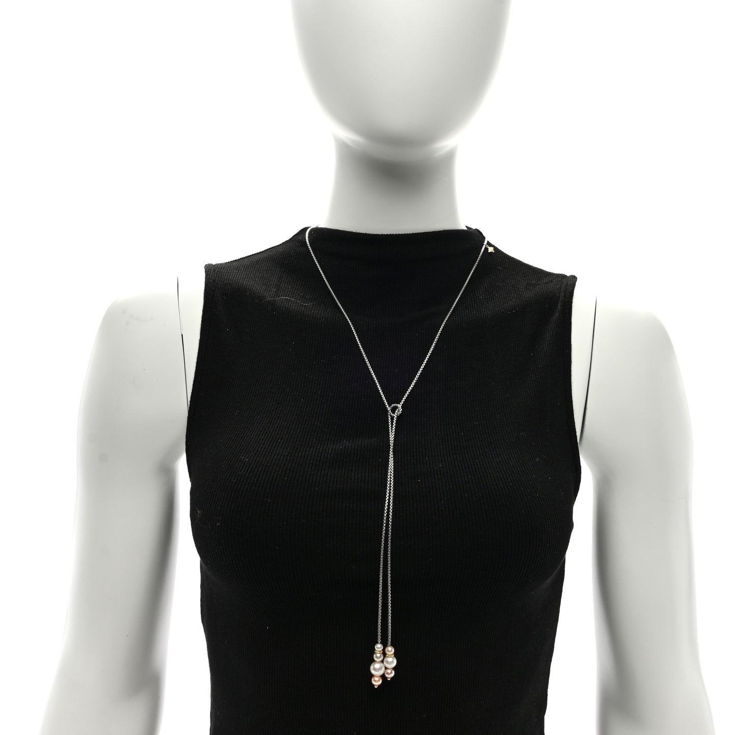 Sterling Silver 18K Yellow Gold Pearl Lariat Necklace