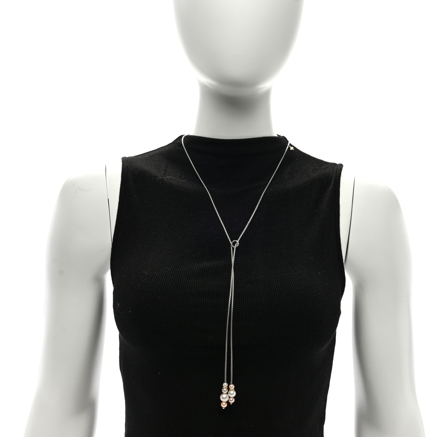 David Yurman Sterling Silver 18K Yellow Gold Pearl Lariat Necklace 2 of 4