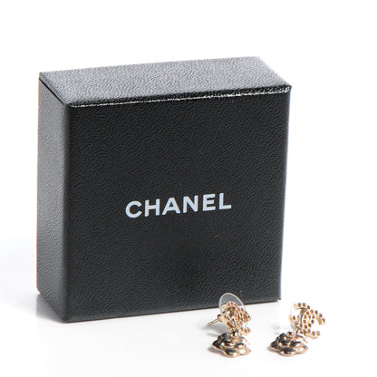 Chanel Crystal CC Camellia Drop Earrings Gold 5 of 5
