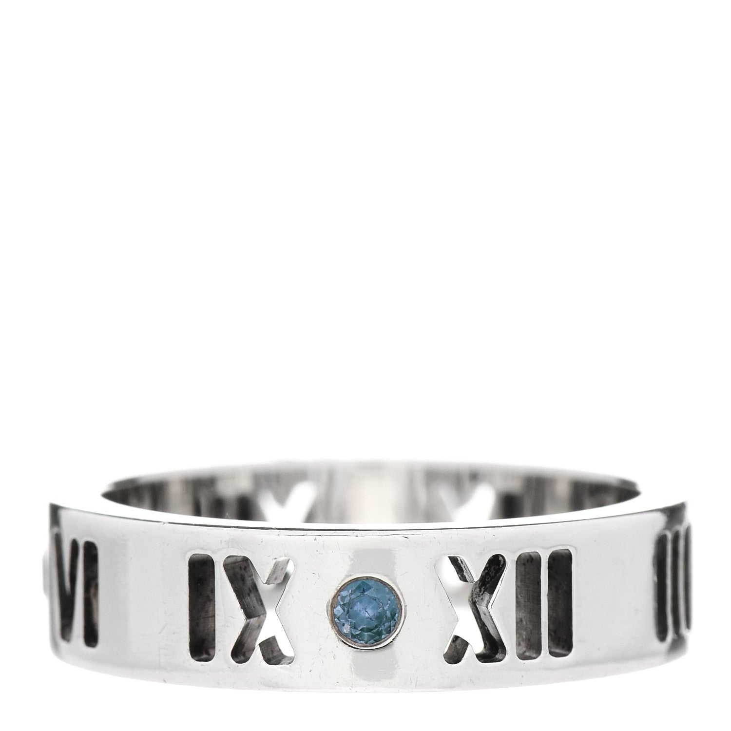 Tiffany Sterling Silver Blue Sapphire Atlas Pierced Ring 52 6 1 of 3
