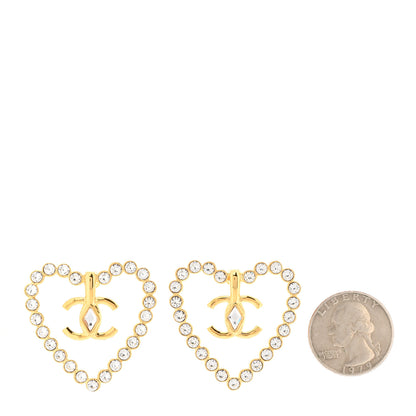 Chanel Crystal Heart CC Earrings Gold 2 of 5