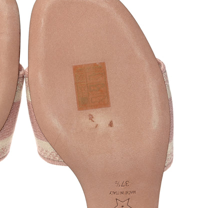 Christian Dior Cotton Toile De Jouy Embroidered Dway 50mm Slide Sandals 37.5 Light Pink 10 of 10
