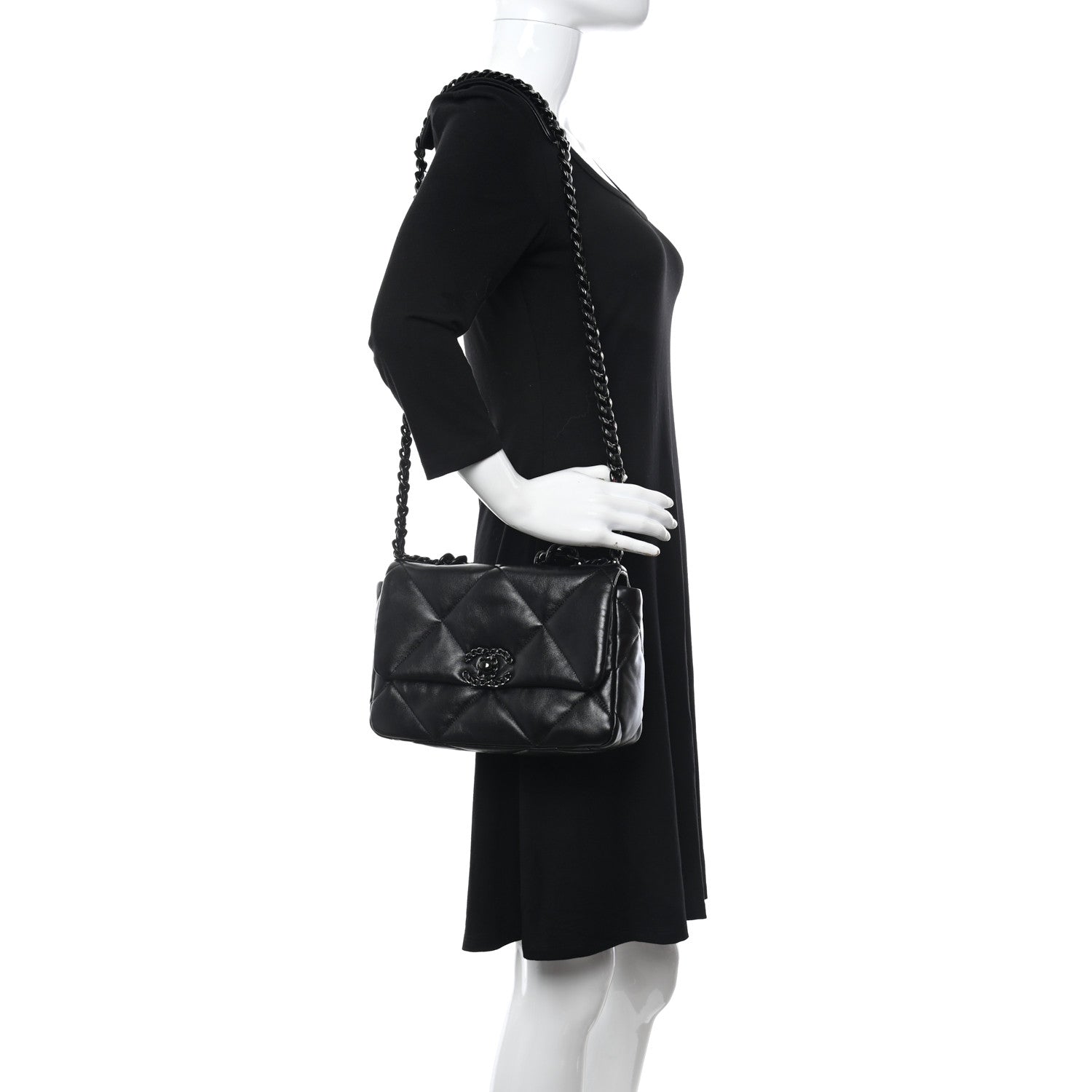 Chanel Lambskin Quilted Medium Chanel 19 Flap So Black 1187269