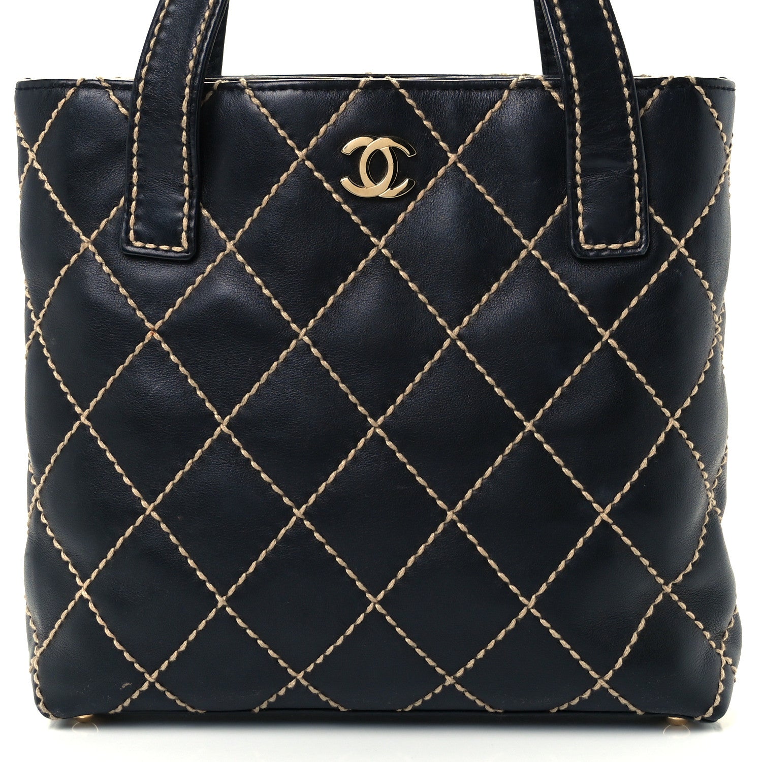 Chanel Calfskin Contrast Stitch Surpique Tote Black 8 of 10