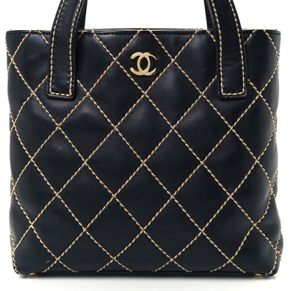 Chanel Calfskin Contrast Stitch Surpique Tote Black 8 of 10