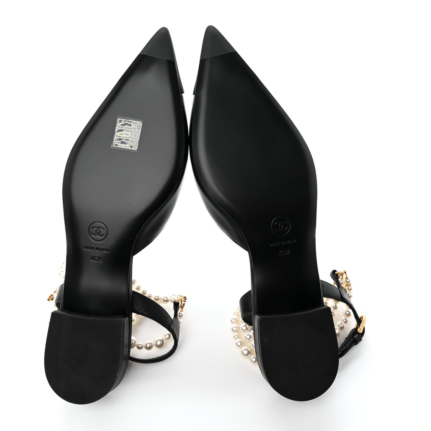 Lambskin Grosgrain Cap Toe Pearl Slingbacks 40.5 Black