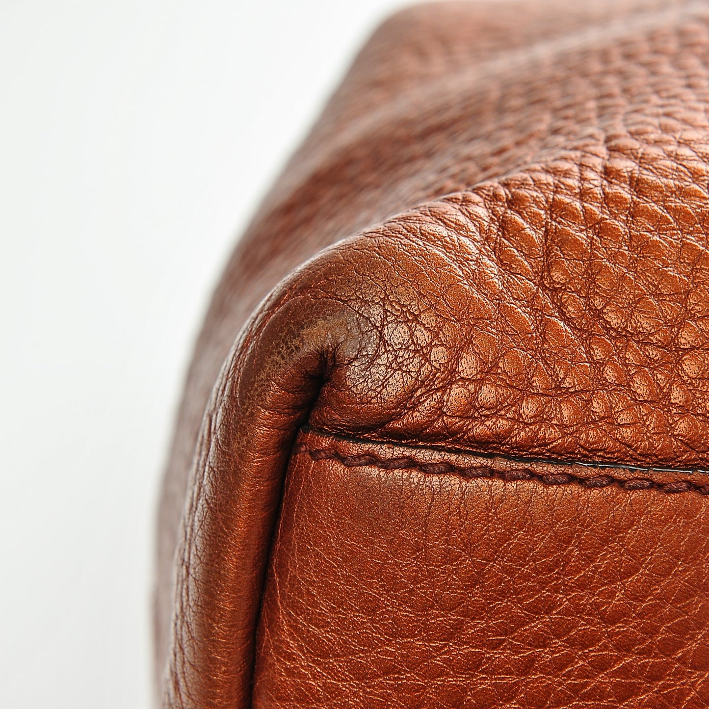 Metallic Pebbled Calfskin Medium Soho Chain Shoulder Bag Burnt Orange