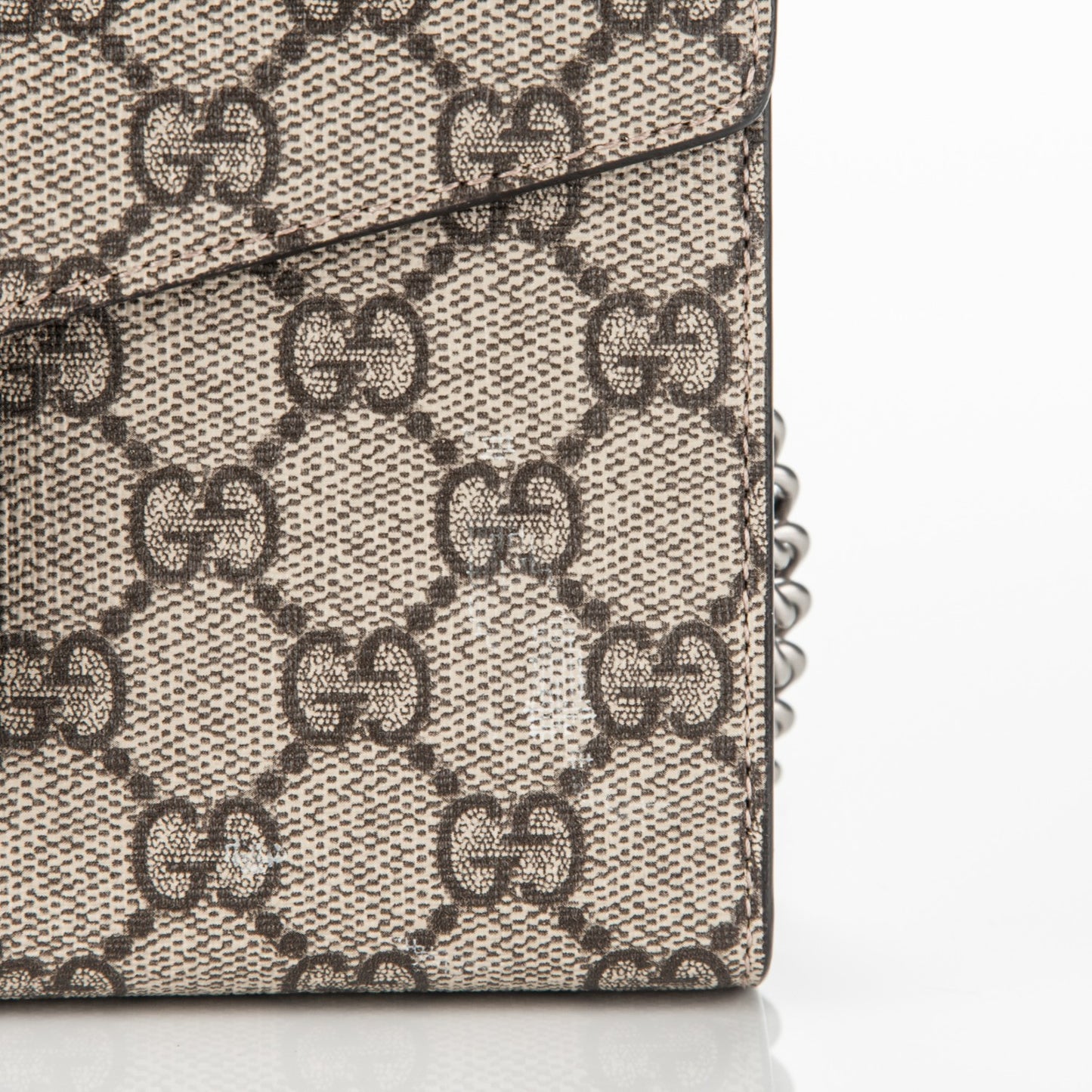 GG Supreme Monogram Mini Dionysus Chain Wallet Beige Black
