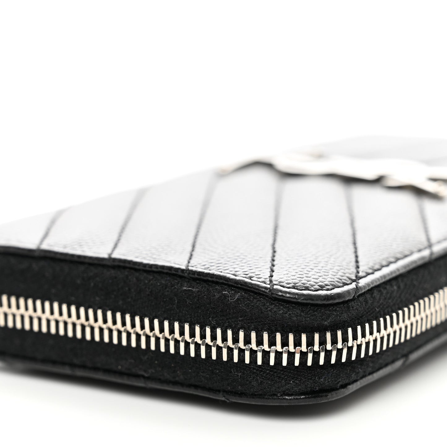 Grain De Poudre Matelasse Chevron Monogram Zip Around Wallet Black