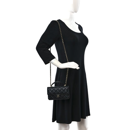 Chanel Lambskin Quilted Flap Phone Holder With Chain Black 2 of 11