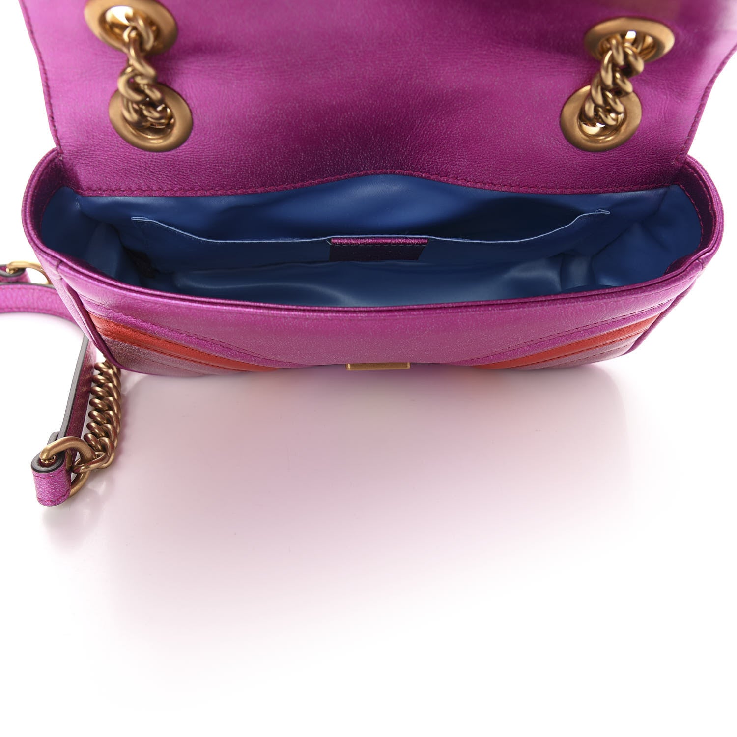 Gucci Metallic Calfskin Matelasse Mini GG Marmont Shoulder Bag Fuchsia 5 of 10