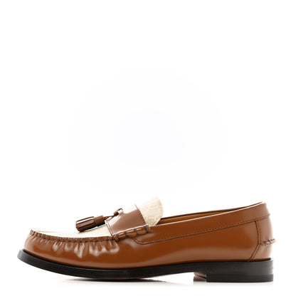 Gucci Calfskin GG Supreme Tassel Mens Loafers 8 Brown Beige Mystic White 1 of 11