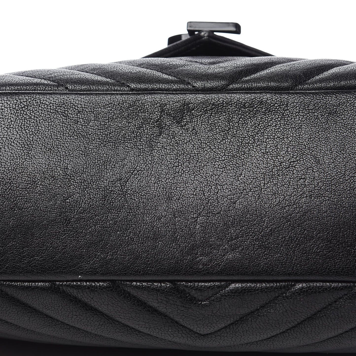 Sheepskin Matelasse Chevron Monogram Monochrome Large College Satchel Black