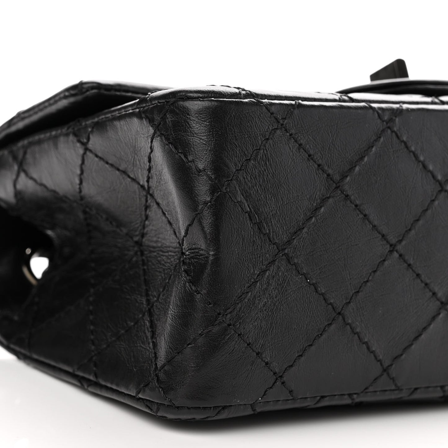 Aged Calfskin Quilted 2.55 Reissue Mini Flap So Black