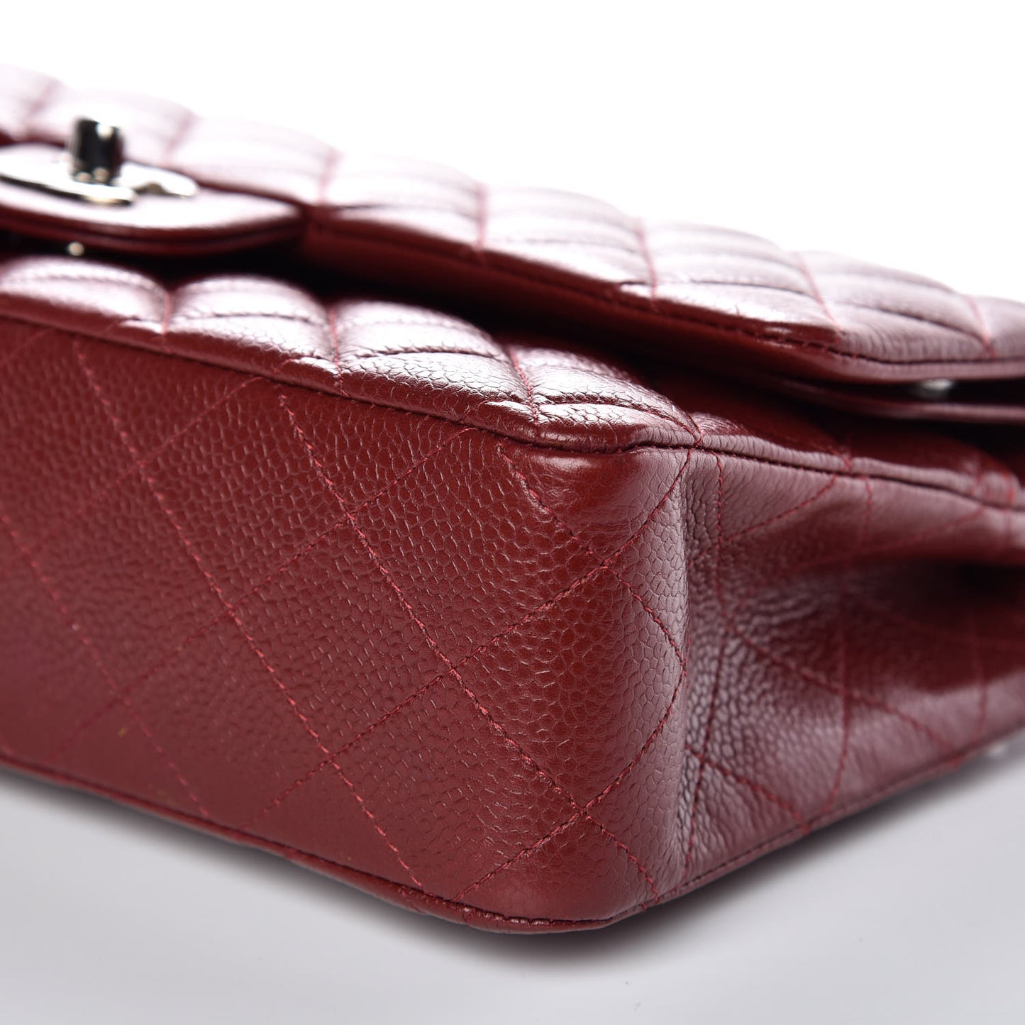 Caviar Quilted Medium Double Flap Dark Red