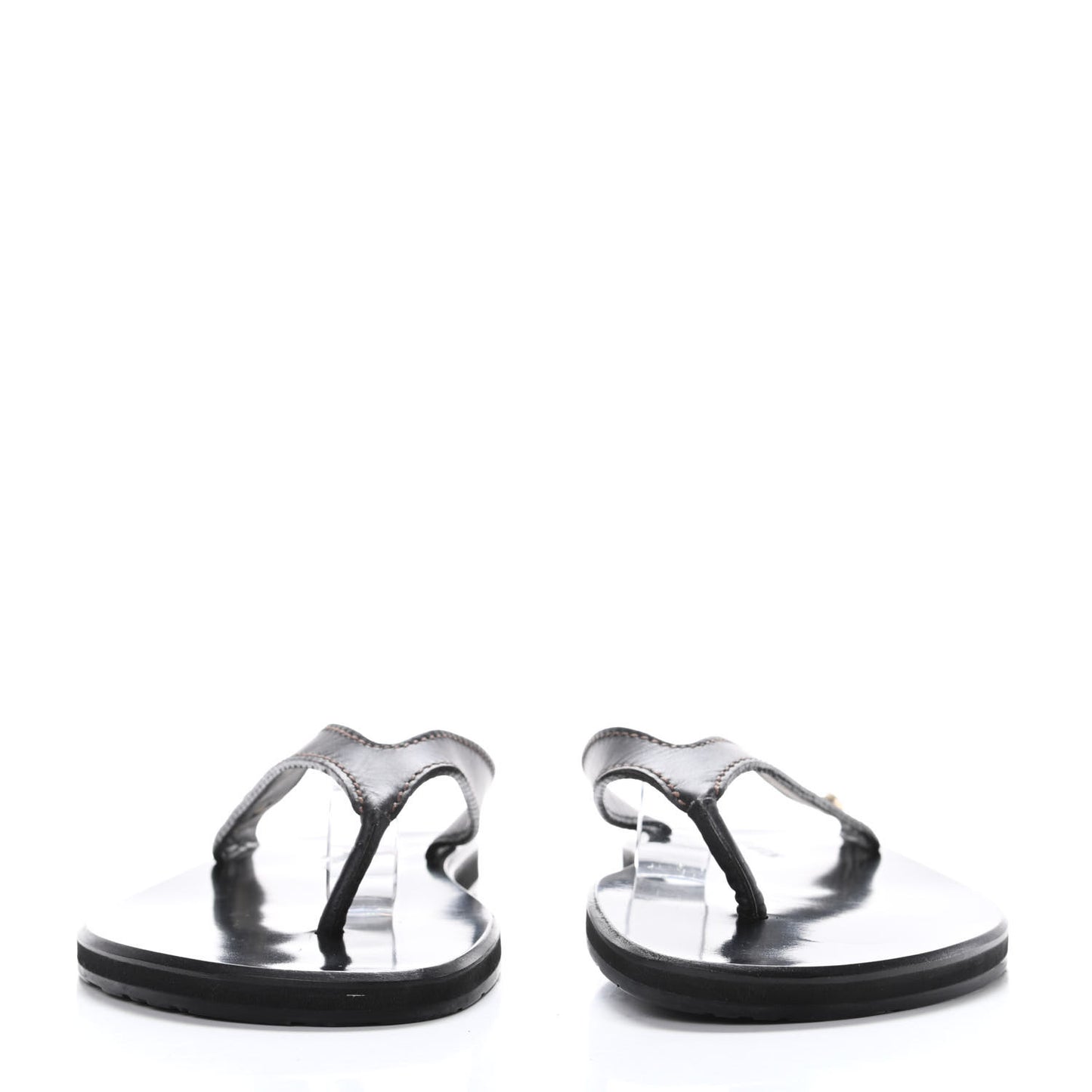 Calfskin Mens Thong Sandals 8 Black
