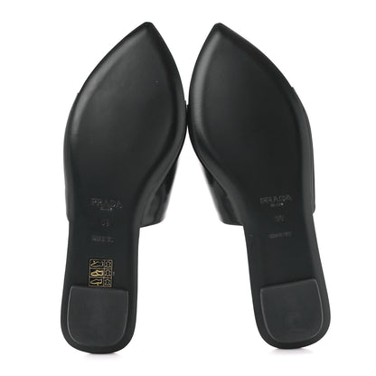 Prada Spazzolato Metal Triangle Logo 5mm Slide Sandals 39 Black 5 of 8