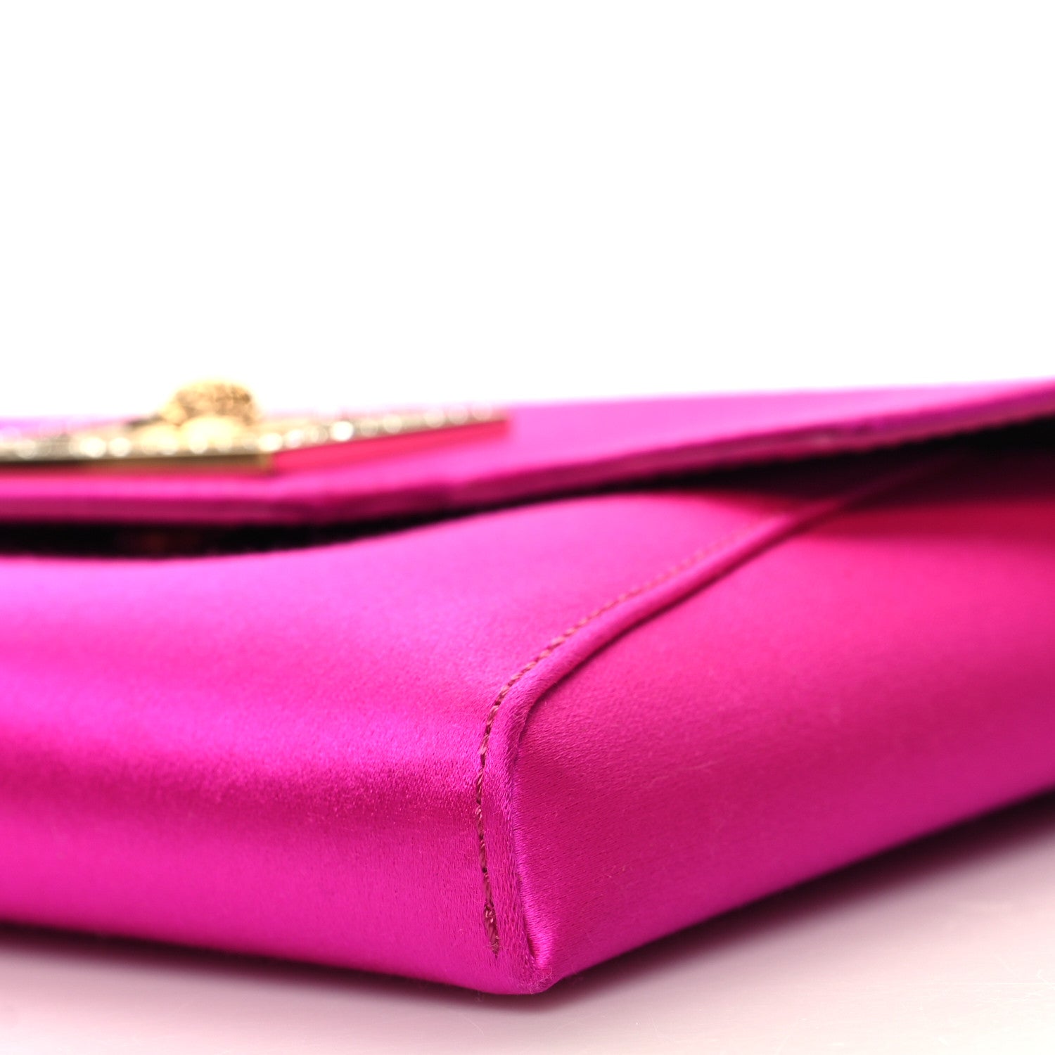 Versace Satin Crystal Embellished La Medusa Pouch On Chain Pink 9 of 10