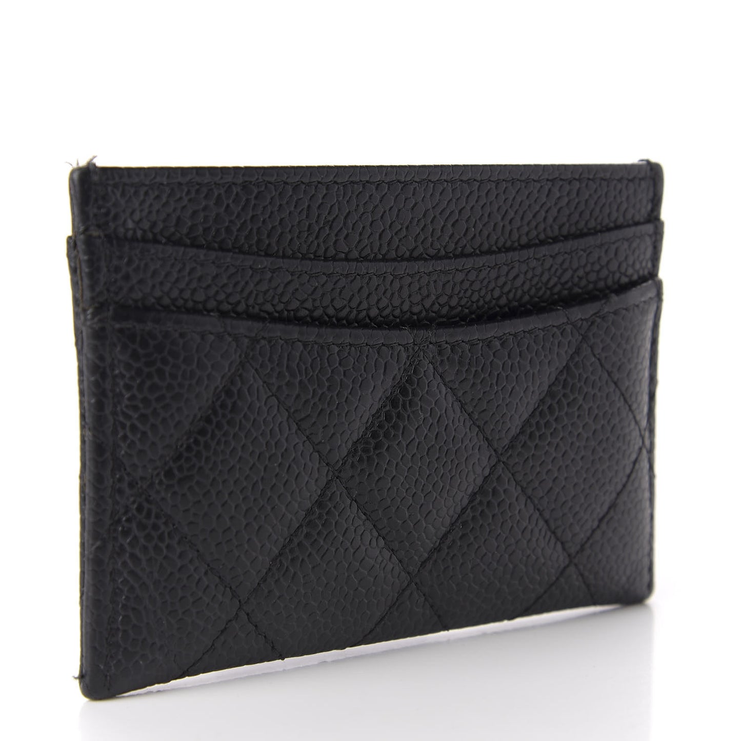 Caviar Quilted Card Holder Black