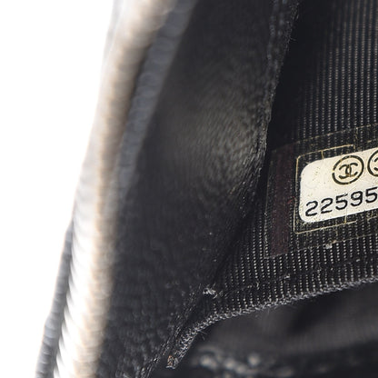 Chanel Caviar Chevron Quilted Large Zipped Clutch Black 8 of 8