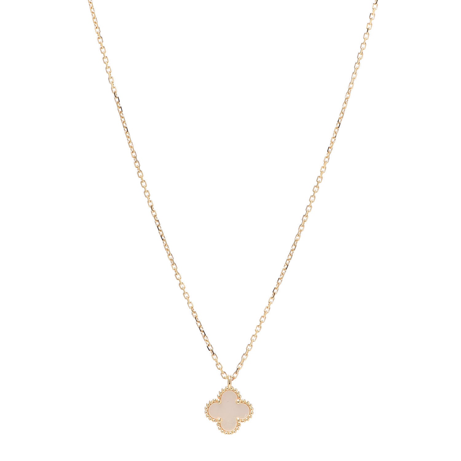 Van Cleef & Arpels 18K Yellow Gold Mother of Pearl Sweet Alhambra Pendant Necklace 1 of 8