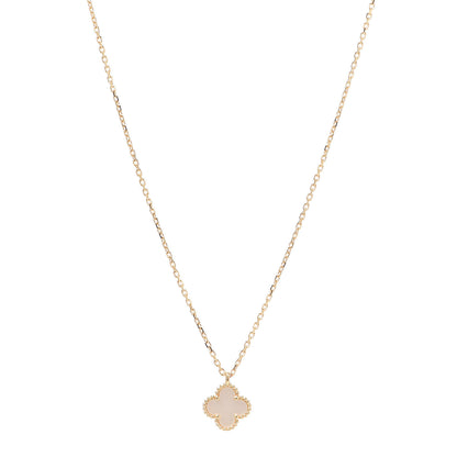 Van Cleef & Arpels 18K Yellow Gold Mother of Pearl Sweet Alhambra Pendant Necklace 1 of 8