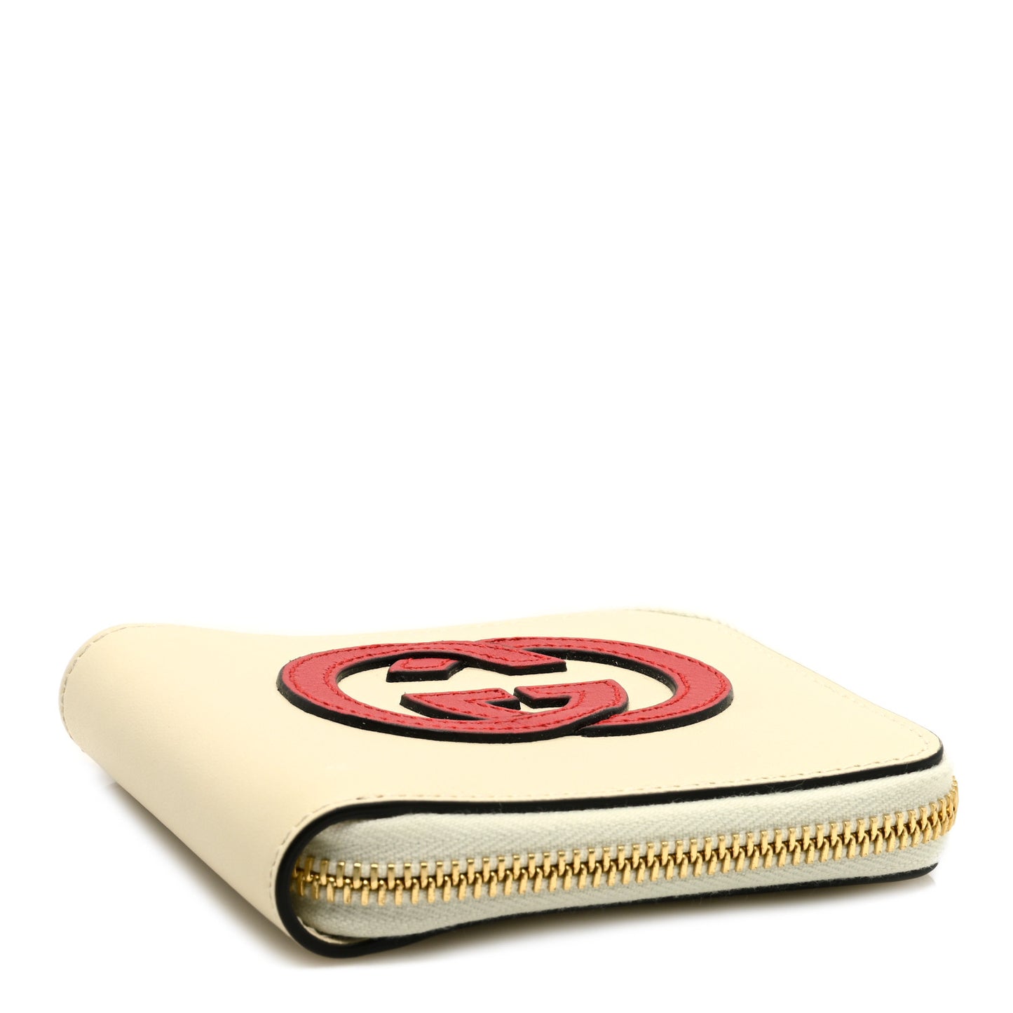 Vitello Eclipse Interlocking G Zip Around Card Case Wallet Mystic White Hibiscus Red