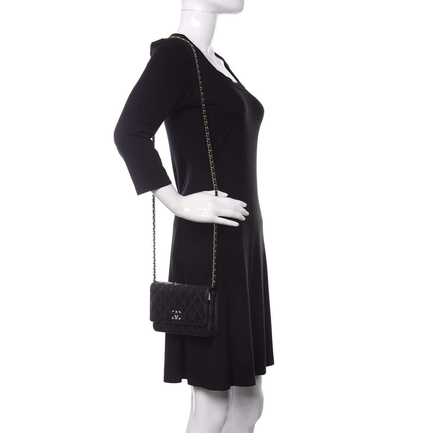 Caviar Quilted Coco Candy Wallet On Chain WOC Black