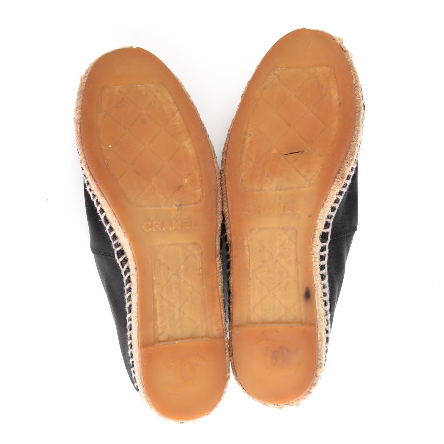 Chanel Lambskin CC Espadrilles 37 Black 7 of 15