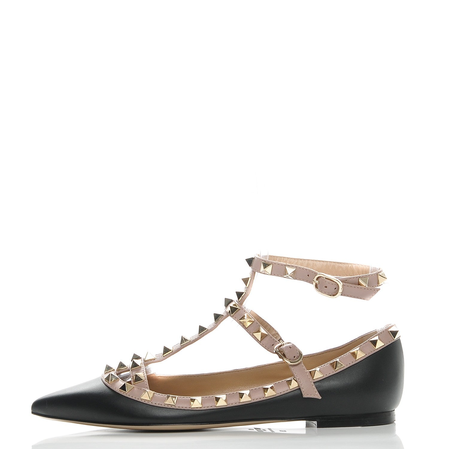 Valentino Garavani Nappa Rockstud Cage Ballerina Flats 35.5 Black Poudre 1 of 7