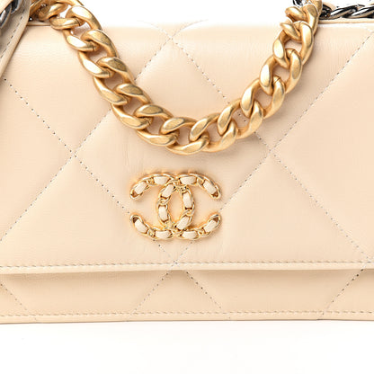 Chanel Goatskin Quilted 19 Wallet On Chain WOC Beige 10 of 11