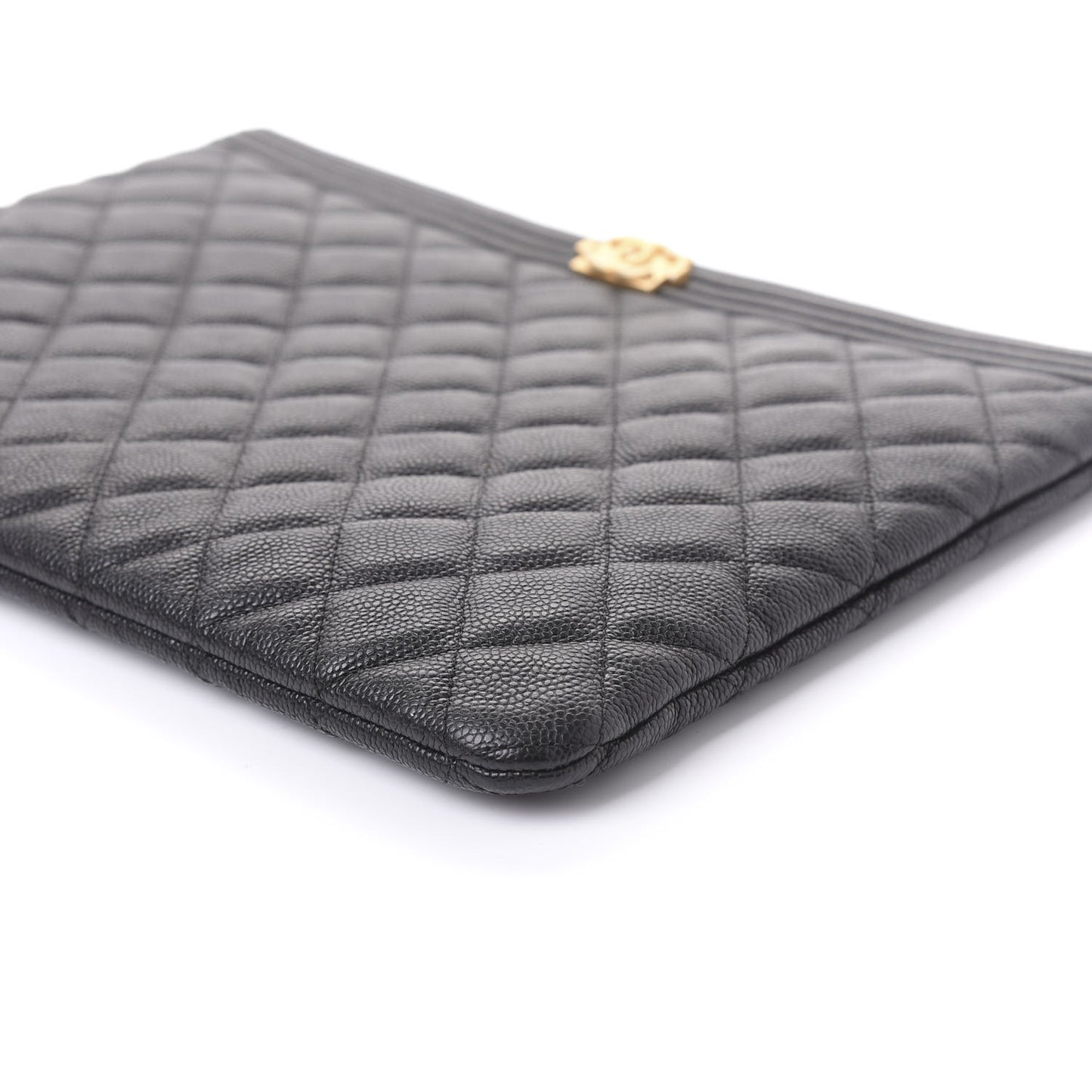 Caviar Quilted Medium Boy Cosmetic Case Black