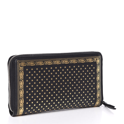 Gucci X SEGA Calfskin GUCCY Stars Zip Around Wallet Black Gold 3 of 7
