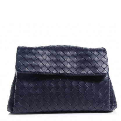 Bottega Veneta Woven Intrecciato Flap Clutch Ink 1 of 8