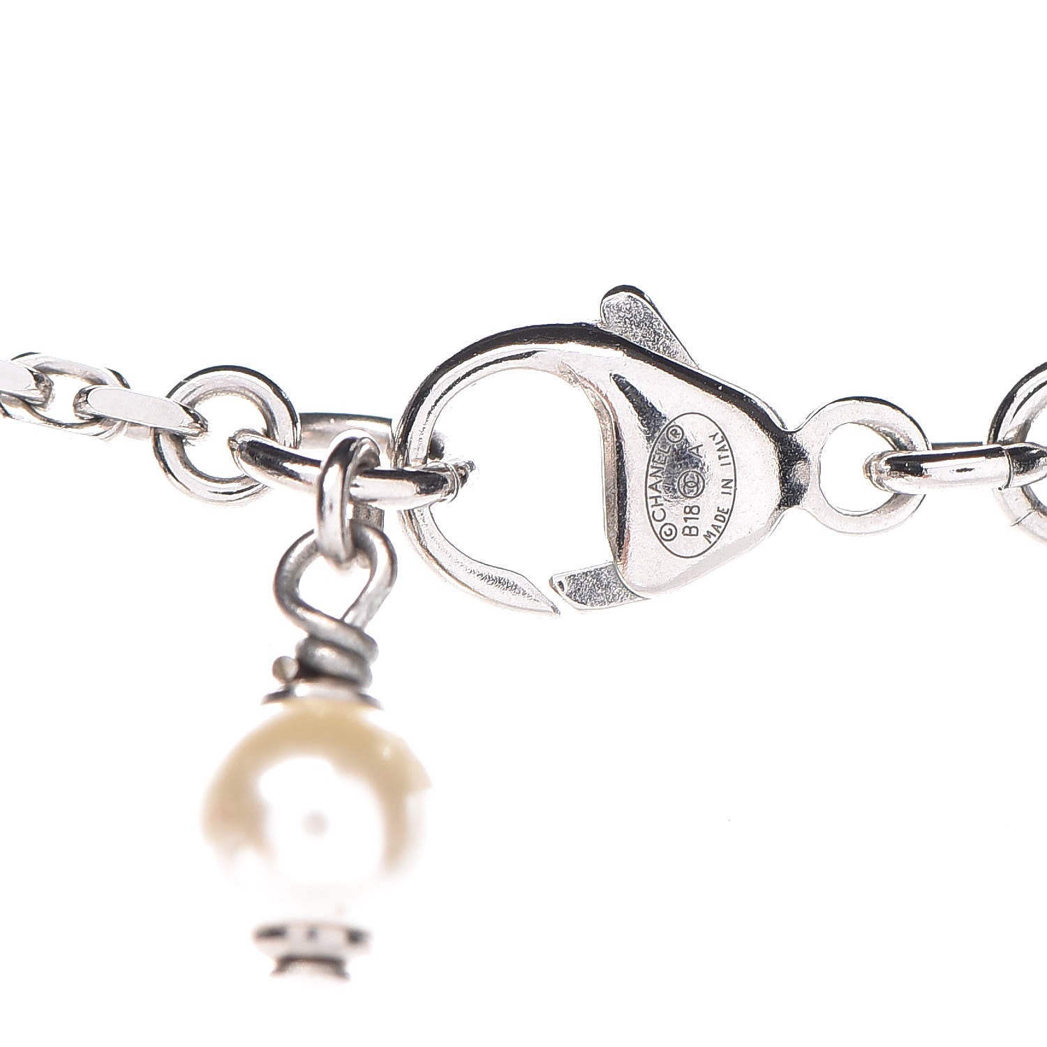 Chanel Crystal Anchor CC Pendant Necklace Silver 4 of 6