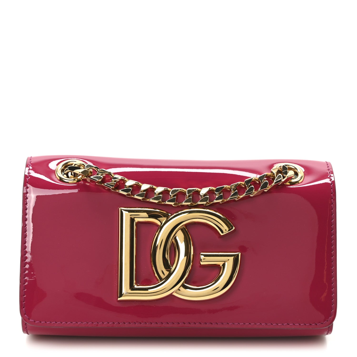 Dolce & Gabbana Patent DG Girls Phone Shoulder Bag Dark Pink 1 of 9