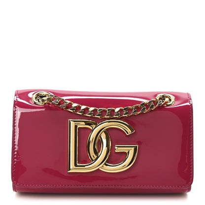 Dolce & Gabbana Patent DG Girls Phone Shoulder Bag Dark Pink 1 of 9