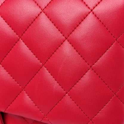 Chanel Lambskin Quilted Jumbo Double Flap Red 15 of 17