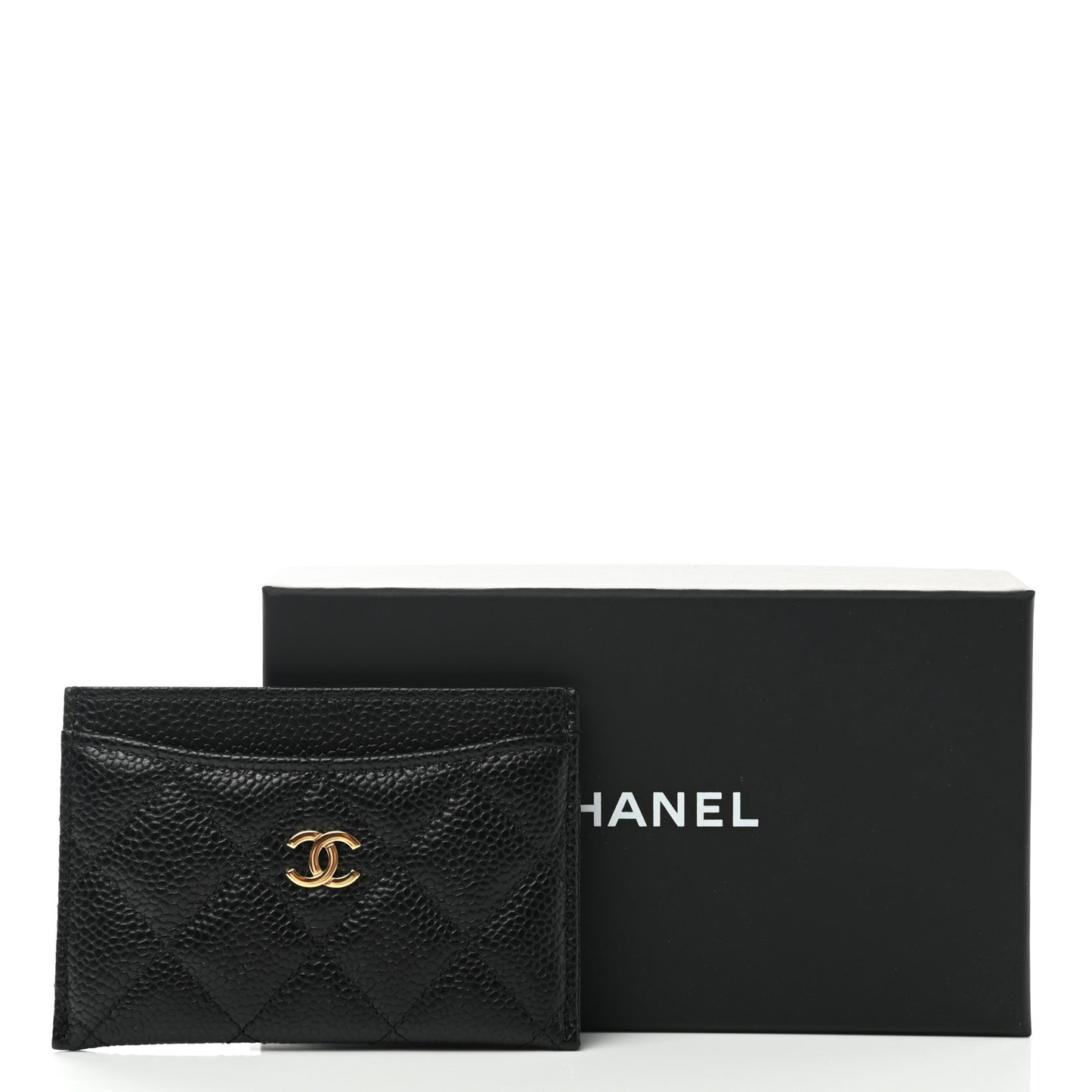 Caviar Quilted Card Holder Black